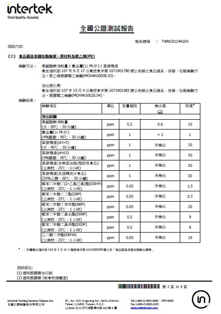 封口膜全國公證測試報告_未檢出